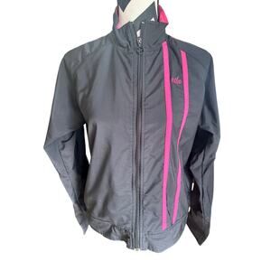 NIke Women's Black and Pink Stripe Zipper Jacket / Windbreaker Sz S